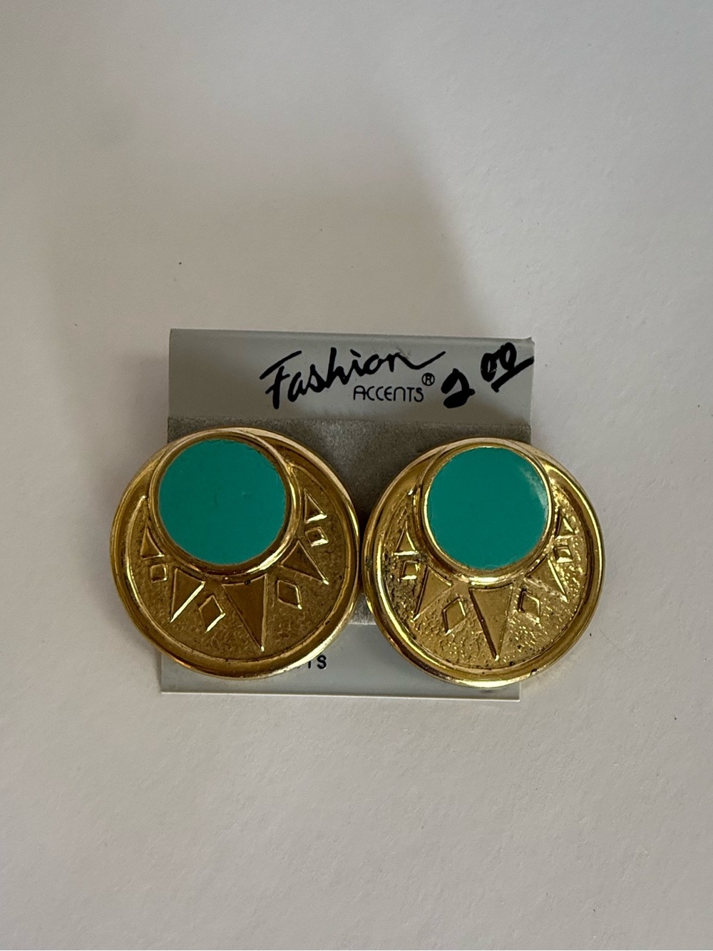 Gold-Tone Earrings with Teal Accent
